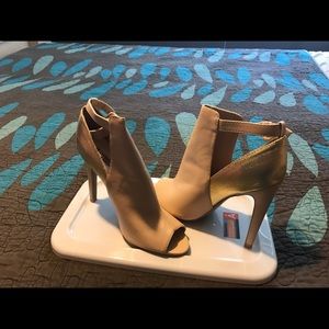 Beige and gold heels